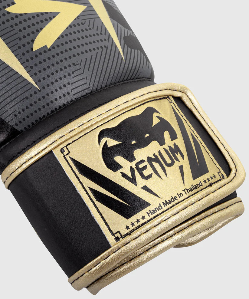 Guantes de Box Venum Elite (Negro Camo / Dorado) (Disponible por Encargo)