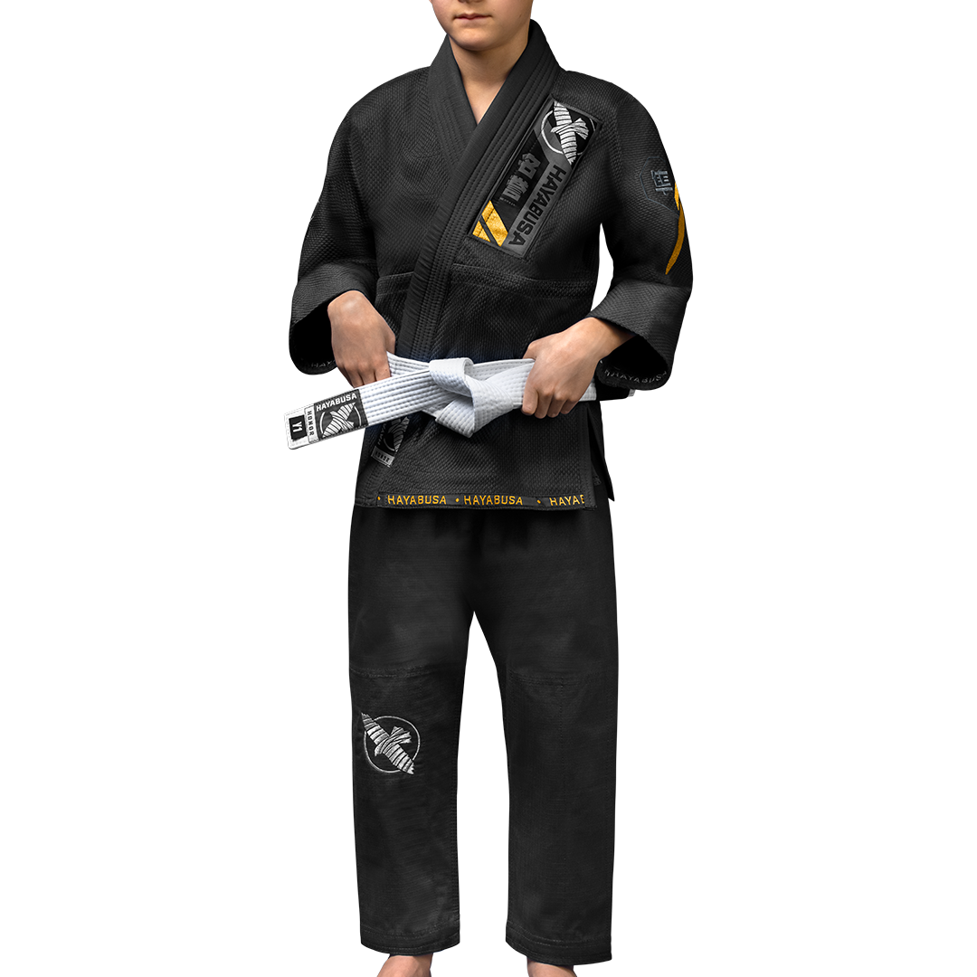 Uniforme de Jiujitsu Brasileño Hayabusa Ascend para Niño (Negro) (Disponible por Encargo)