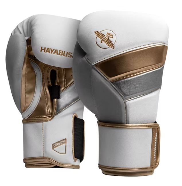 Guantes de Box Hayabusa T3 (Blanco / Dorado) (Disponible por Encargo)