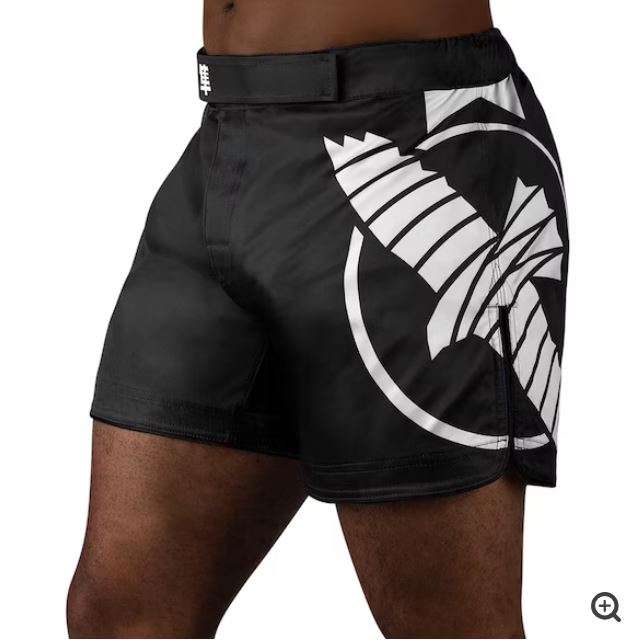 Fightshorts Hayabusa Icon (Cortos) (Negro / Blanco) (Disponible por Encargo)