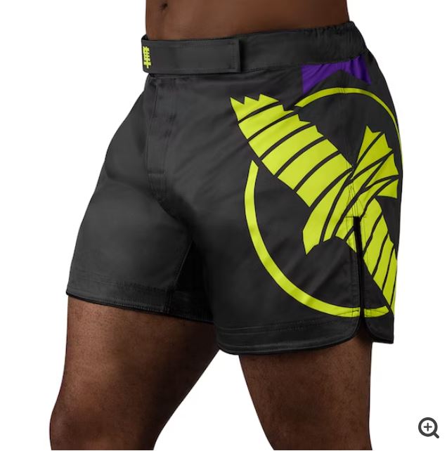 Fightshorts Hayabusa Icon (Cortos) (Negro / Amarillo) (Disponible por Encargo)