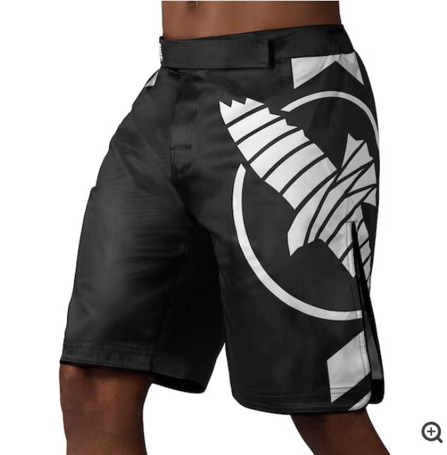 Fightshorts Hayabusa Icon (Largos) (Negro / Blanco) (Disponible por Encargo)