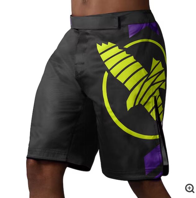 Fightshorts Hayabusa Icon (Largos) (Negro / Amarillo) (Disponible por Encargo)
