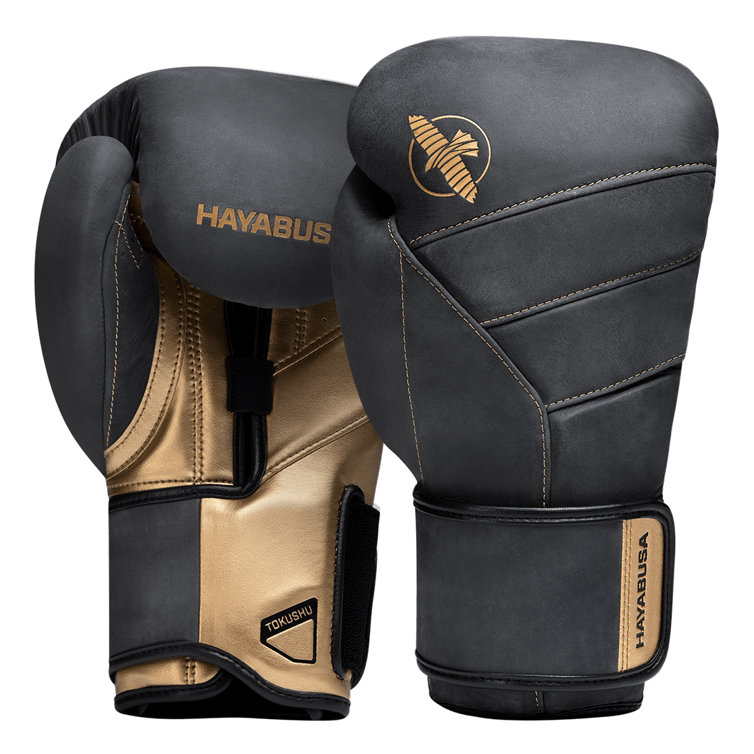 Guantes de Box Hayabusa T3 de Cuero de Lujo (Negro / Dorado) (Disponible por Encargo)