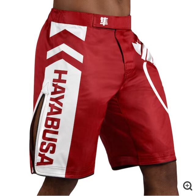 Fightshorts Hayabusa Icon (Largos) (Rojo / Blanco) (Disponible por Encargo)