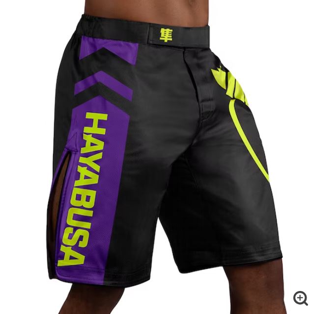 Fightshorts Hayabusa Icon (Largos) (Negro / Amarillo) (Disponible por Encargo)