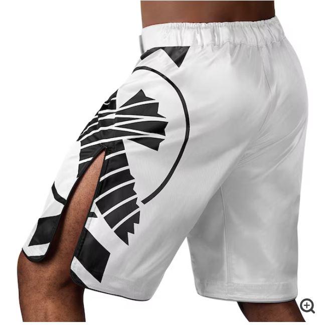 Fightshorts Hayabusa Icon (Largos) (Blanco / Negro) (Disponible en Costa Rica y por Encargo)