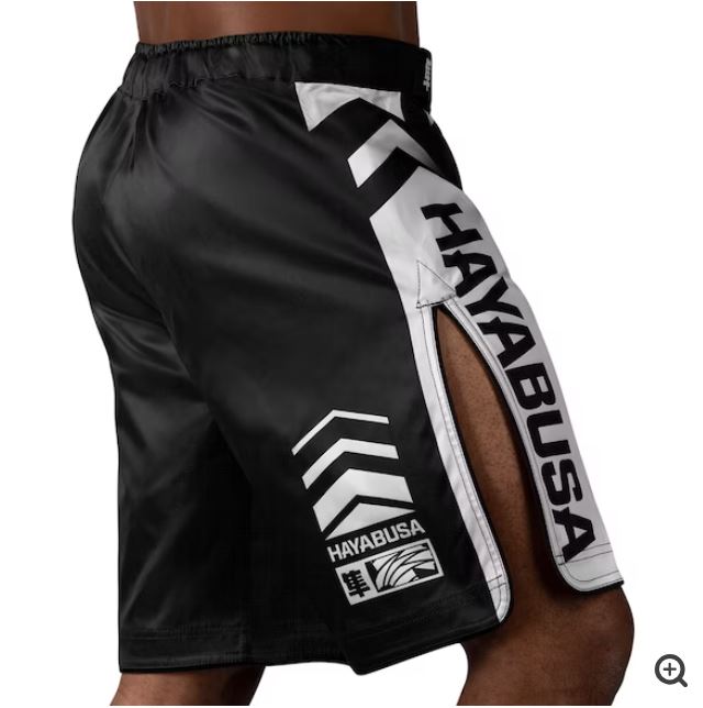 Fightshorts Hayabusa Icon (Largos) (Negro / Blanco) (Disponible por Encargo)