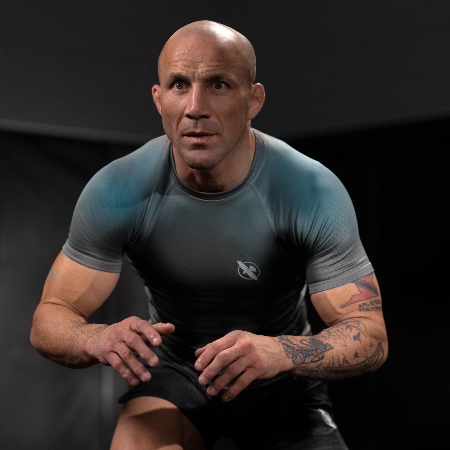 Rashguard Manga Corta para Hombre Hayabusa Fusion (Gris / Celeste) (Disponible por Encargo)