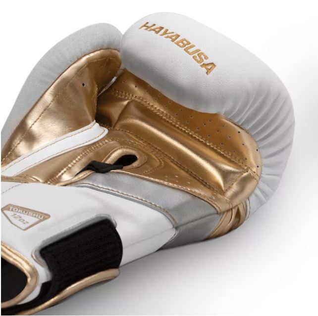 Guantes de Box Hayabusa T3 (Blanco / Dorado) (Disponible por Encargo)