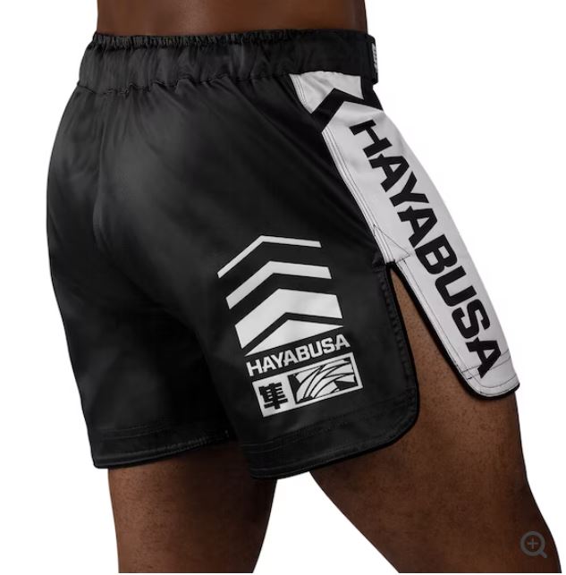 Fightshorts Hayabusa Icon (Cortos) (Negro / Blanco) (Disponible por Encargo)