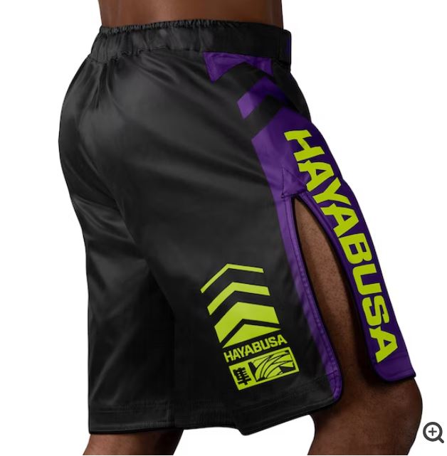 Fightshorts Hayabusa Icon (Largos) (Negro / Amarillo) (Disponible por Encargo)