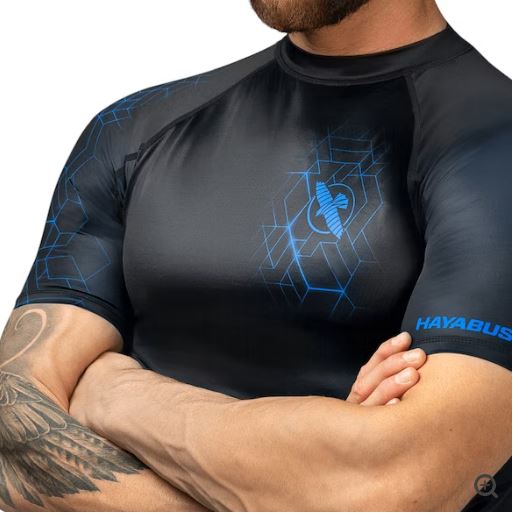 Rashguard Manga Corta Hayabusa Geo (Azul) (Disponible en Costa Rica y por Encargo)