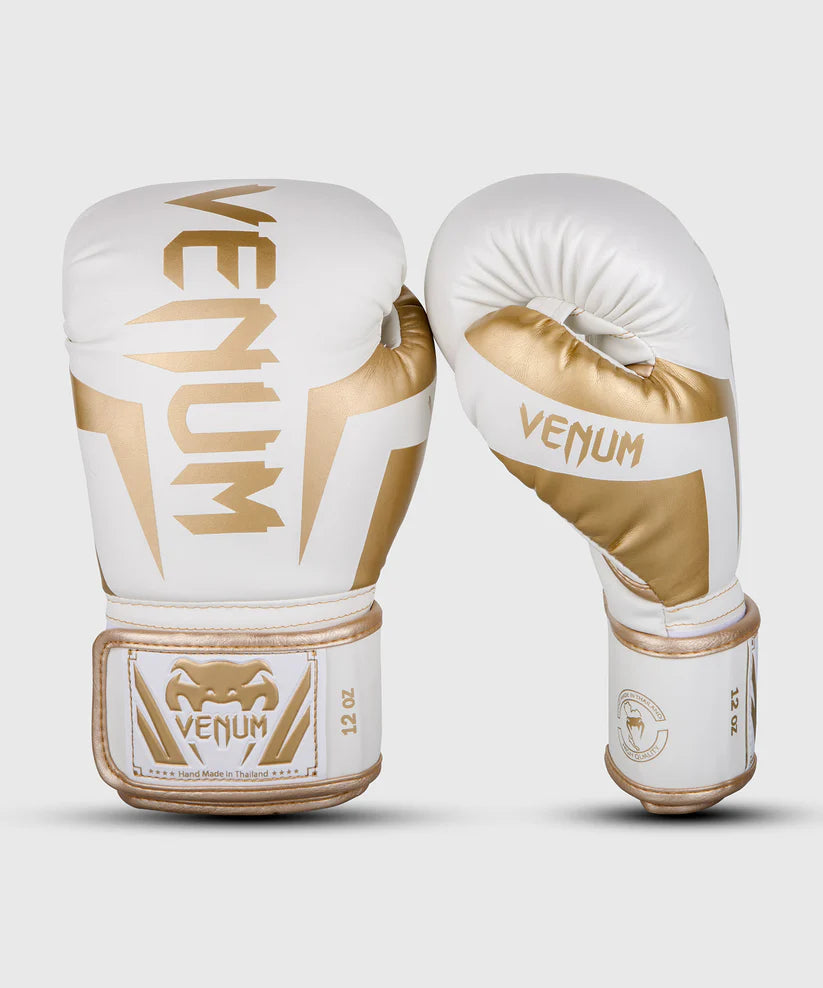 Guantes de Box Venum Elite (Blanco / Dorado) (Disponible por Encargo)