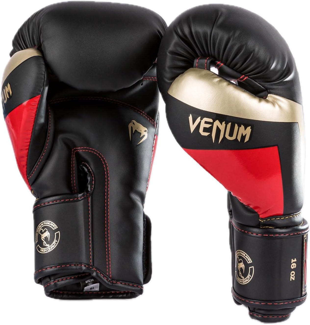 Guantes de Box Venum Elite (Negro / Dorado / Rojo) (Disponible por Encargo)