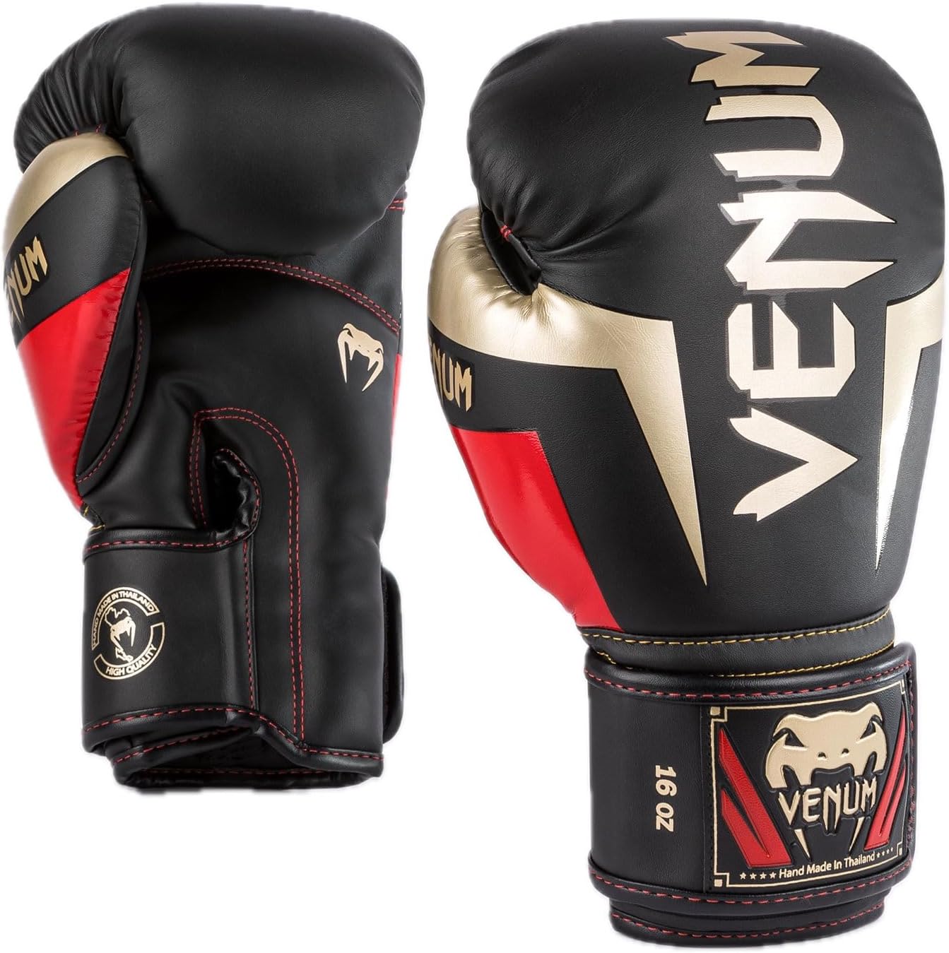 Guantes de Box Venum Elite (Negro / Dorado / Rojo) (Disponible por Encargo)
