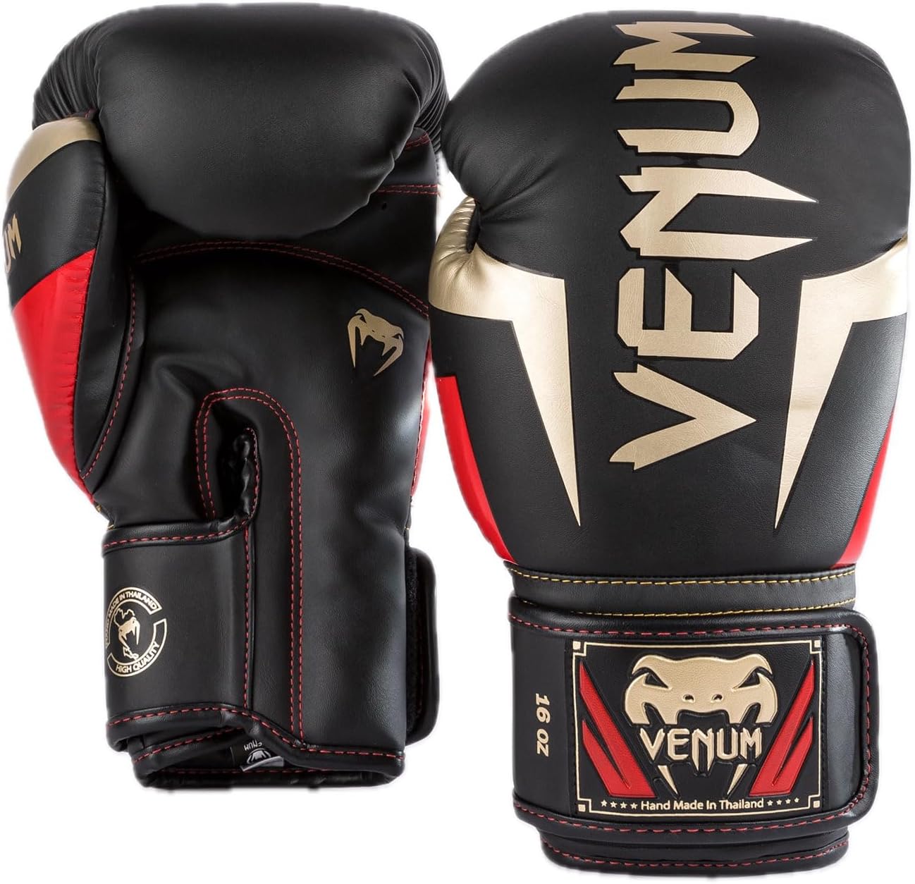 Guantes de Box Venum Elite (Negro / Dorado / Rojo) (Disponible por Encargo)