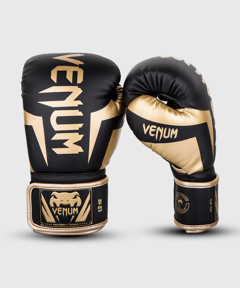 Guantes de Box Venum Elite (Negro / Dorado) (Disponible por Encargo)