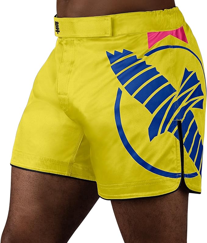 Fightshorts Hayabusa Icon (Cortos) (Amarillo / Azul) (Disponible en Costa Rica y por Encargo)