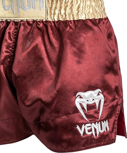 Fightshorts de Muay Thai Venum Classic (Vino / Dorado) (Disponible por Encargo)