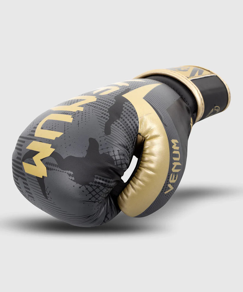 Guantes de Box Venum Elite (Negro Camo / Dorado) (Disponible por Encargo)