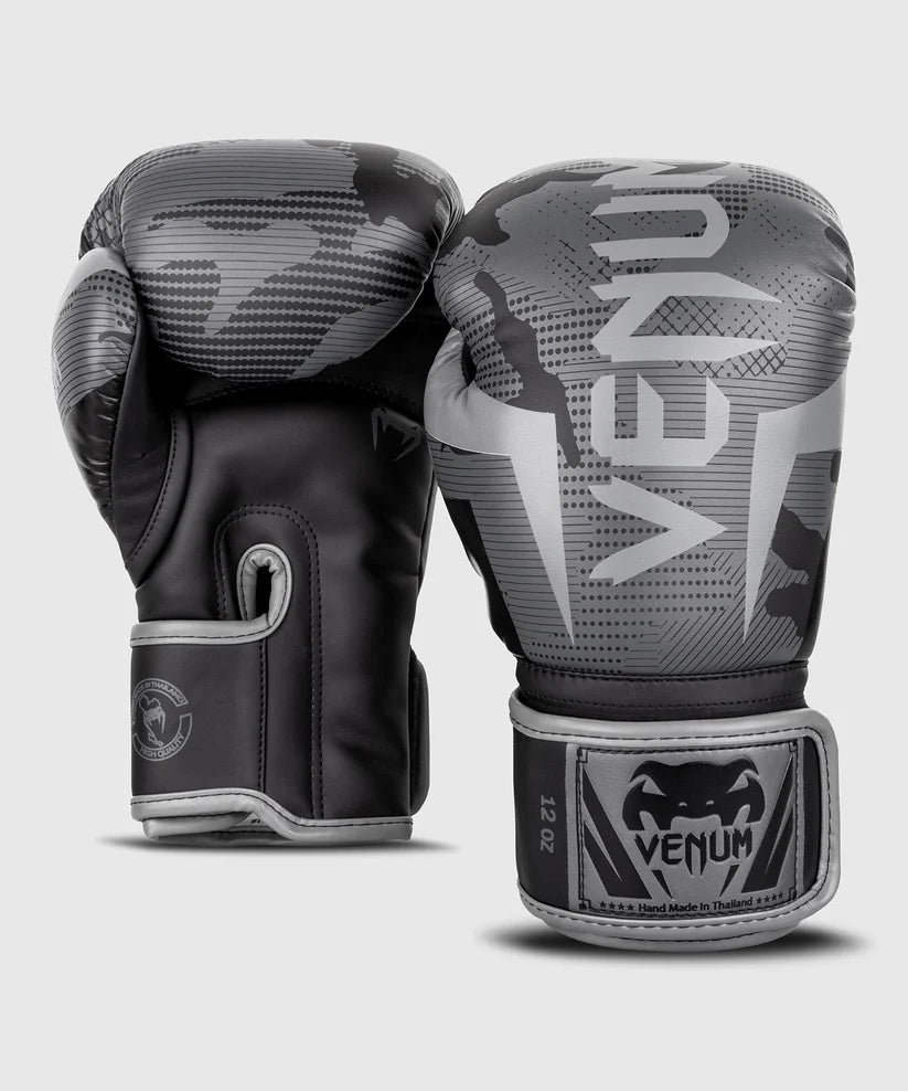Guantes de Box Venum Elite (Negro Camo / Gris) (Disponible por Encargo)