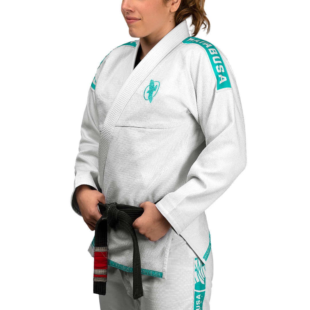 Uniforme de Jiujitsu Brasileño Liviano Hayabusa Lightweight (Blanco / Turquesa) (Disponible por Encargo)