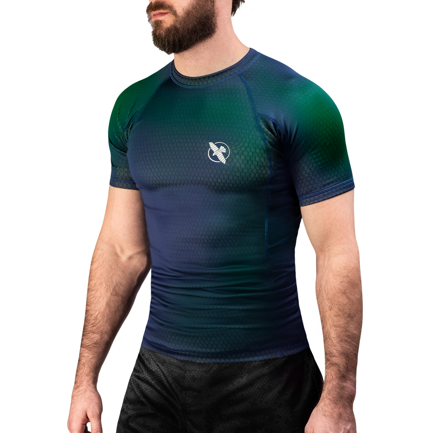 Rashguard Manga Corta para Hombre Hayabusa Fusion (Azul / Verde) (Disponible por Encargo)