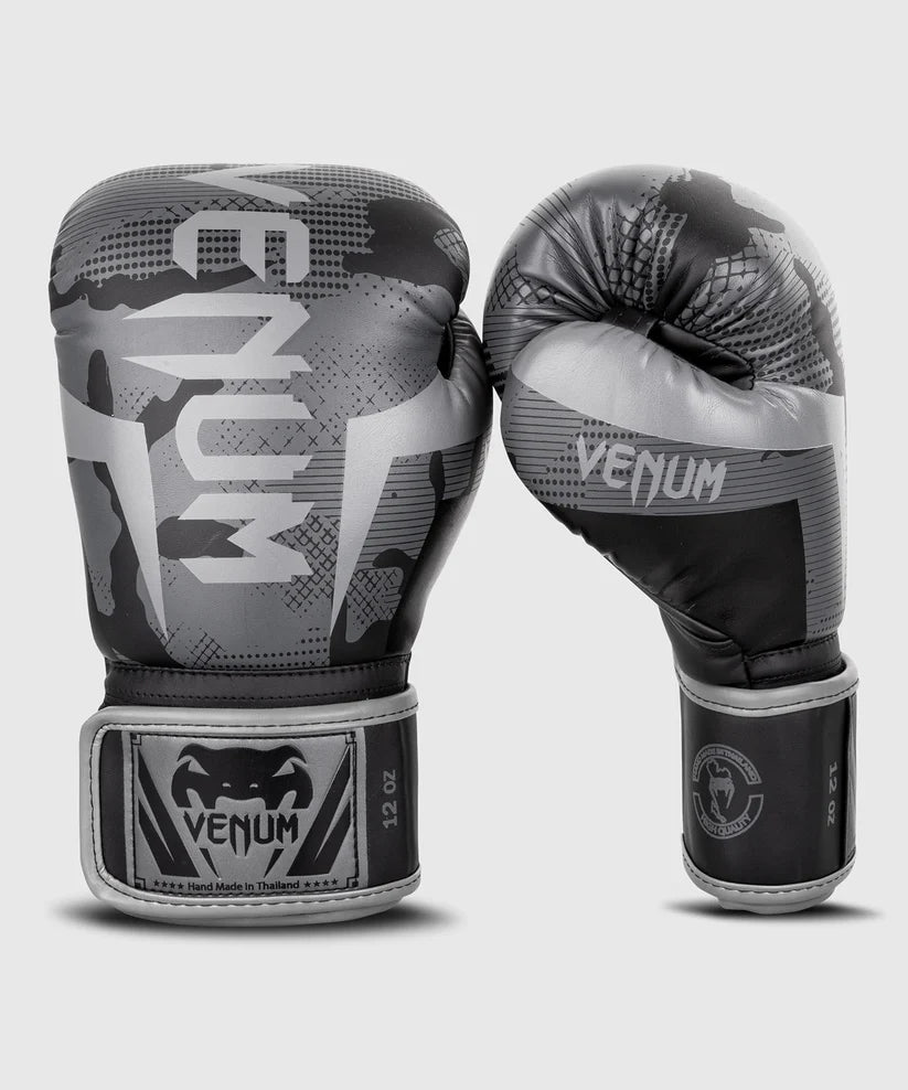 Guantes de Box Venum Elite (Negro Camo / Gris) (Disponible por Encargo)