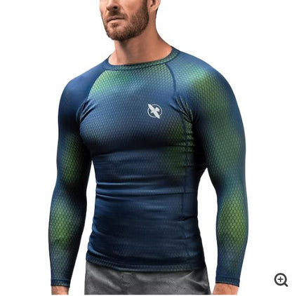 Rashguard Manga Larga Hayabusa Fusion (Azul / Verde) (Disponible en Costa Rica y por Encargo)