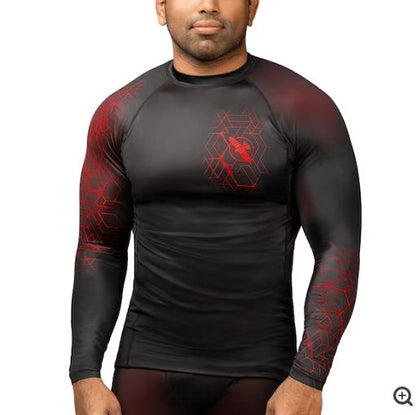 Rashguard Manga Larga Hayabusa Geo (Rojo) (Disponible por Encargo)