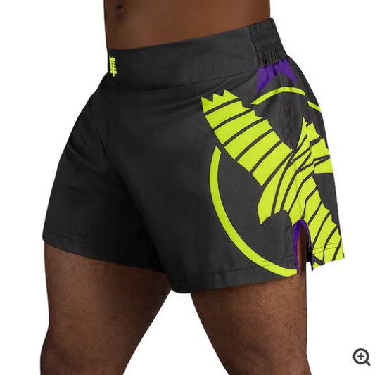 Fightshorts de Kickboxing Hayabusa Icon (Negro / Amarillo) (Disponible por Encargo)