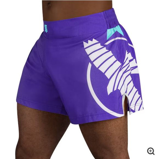 Fightshorts de Kickboxing Hayabusa Icon (Morado / Blanco) (Disponible por Encargo)