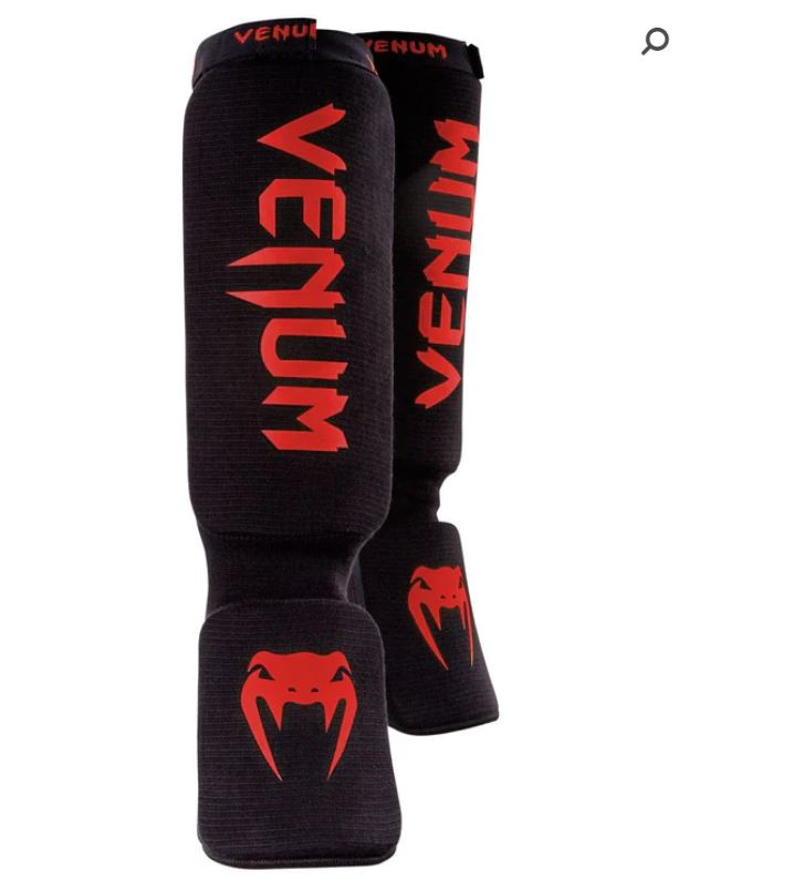 Espinilleras de Media Venum Kontact (Negro / Rojo) (Disponible por Encargo)