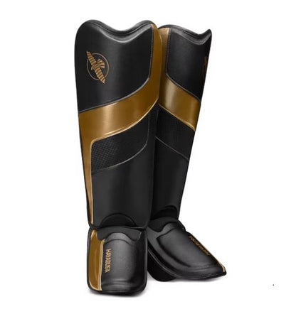 Espinilleras Hayabusa T3 Edición Full Back (Negro / Dorado) (Disponible por Encargo)