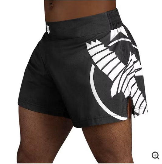 Fightshorts de Kickboxing Hayabusa Icon (Negro / Blanco) (Disponible por Encargo)