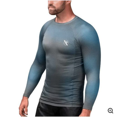 Rashguard Manga Larga Hayabusa Fusion (Gris / Celeste) (Disponible en Costa Rica y por Encargo)