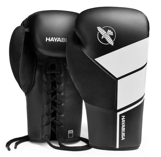 Guantes de Box Hayabusa S4 con Cierre con Cordón (Negro / Blanco) (Disponible por Encargo)