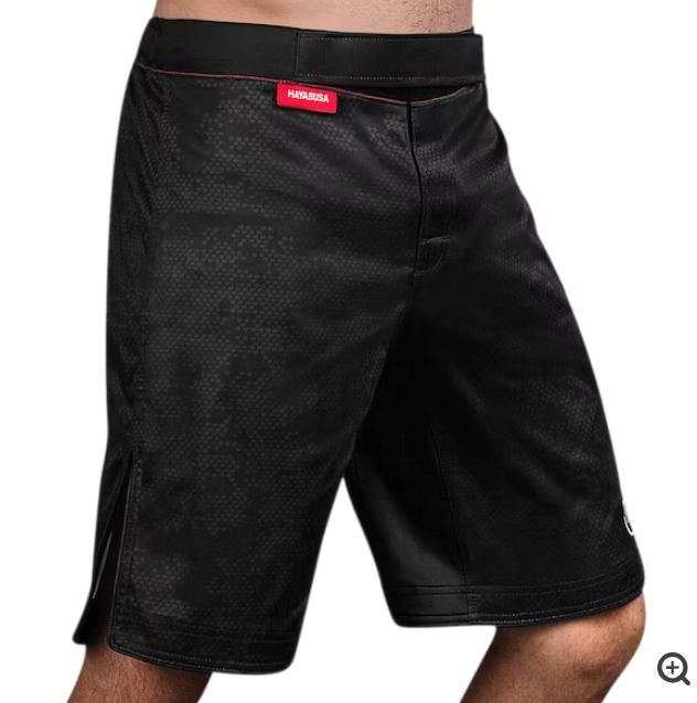 Fightshorts Hayabusa Hexagon (Largos) (Negro) (Disponible por Encargo)