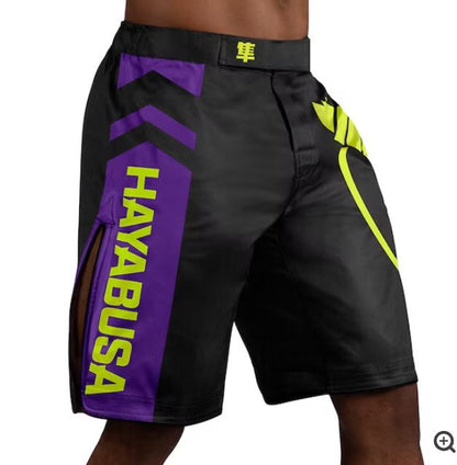 Fightshorts Hayabusa Icon (Largos) (Negro / Amarillo) (Disponible por Encargo)