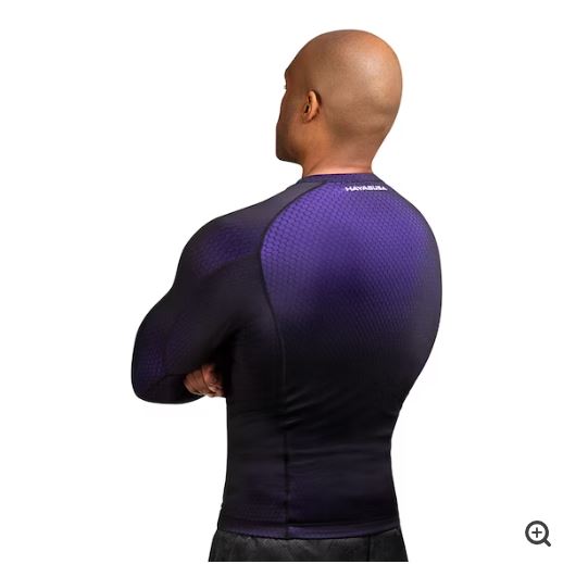 Rashguard Manga Larga Hayabusa Fusion (Negro / Morado) (Disponible en Costa Rica y por Encargo)