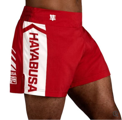 Fightshorts de Kickboxing Hayabusa Icon (Rojo / Blanco) (Disponible por Encargo)
