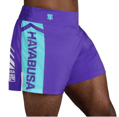 Fightshorts de Kickboxing Hayabusa Icon (Morado / Blanco) (Disponible por Encargo)