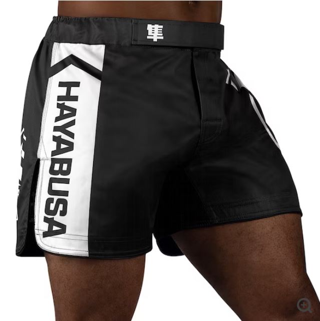 Fightshorts Hayabusa Icon (Cortos) (Negro / Blanco) (Disponible por Encargo)