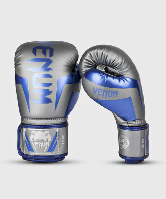 Guantes de Box Venum Elite (Gris / Azul) (Edición Especial)  (Disponible por Encargo)
