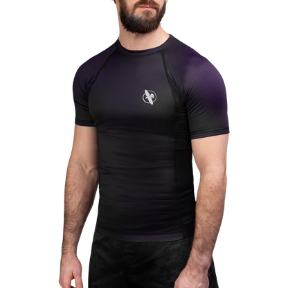 Rashguard Manga Corta para Hombre Hayabusa Fusion (Negro / Morado) (Disponible por Encargo)