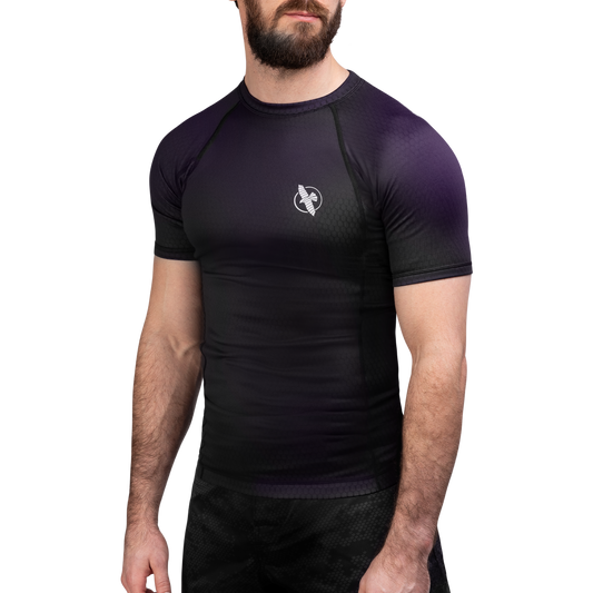 Rashguard Manga Corta para Hombre Hayabusa Fusion (Negro / Morado) (Disponible por Encargo)