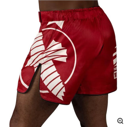 Fightshorts Hayabusa Icon (Cortos) (Rojo / Blanco) (Disponible por Encargo)