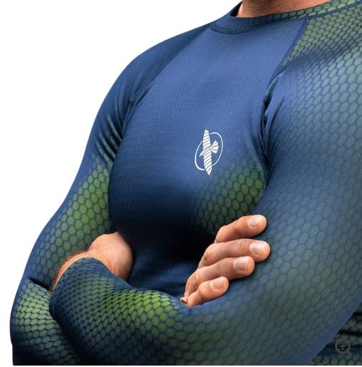 Rashguard Manga Larga Hayabusa Fusion (Azul / Verde) (Disponible en Costa Rica y por Encargo)