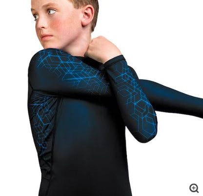 Rashguard Manga Larga para Niño Hayabusa Geo (Azul) (Disponible por Encargo)